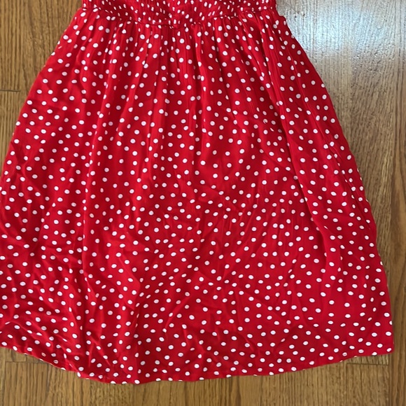 H&M Red with White Polka Dots Smock Off the Shoulder Dress - Picture 3 of 6